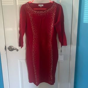 New with tags Calvin Klein red 3 quarter sleeve dress.